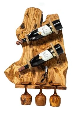 Wooden Bottle And Goblet Holder