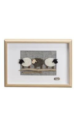 Driftwood Framed Triple Sheep Picture