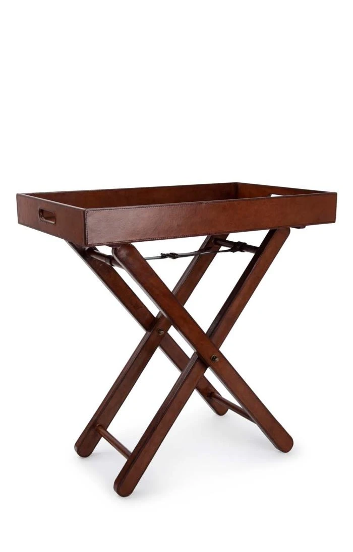 Leather Butler Tray With Stand 1 Leather Butler Tray With Stand