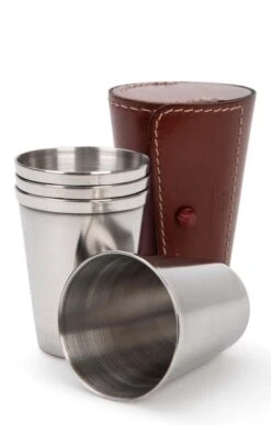 Set Of Four Stainless Steel Cups And Case