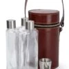 Leather Triple Flask Set