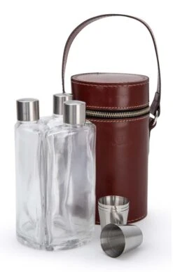 Leather Triple Flask Set