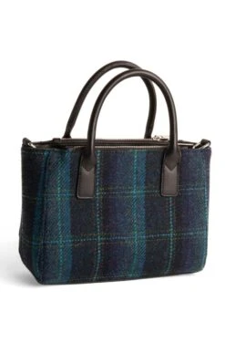 Brora Small Tote -Highland Gift Outlet Store CT15018NAVYBOTTLETARTAN 1