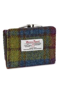 Unst Harris Tweed Clasp Purse -Highland Gift Outlet Store CT15020RRASPBLUEGREEN 1
