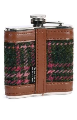 6oz Harris Tweed Hip Flask -Highland Gift Outlet Store CT15026DKGREEN 1
