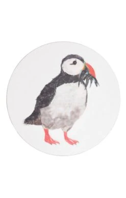 Set Of Four Round Coasters -Highland Gift Outlet Store CU02078PUFFINWITHFISH 1