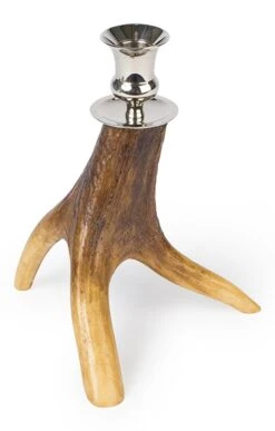 Antler And Silver Candlestick