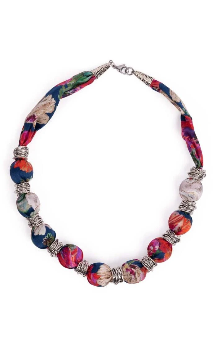 Silk Bead Necklace<br>Made With Liberty Fabric 1 Silk Bead Necklace<br>Made With Liberty Fabric